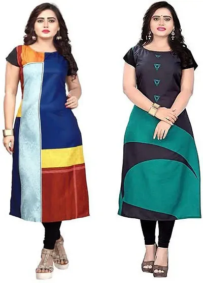 Stylish Women Crepe Casual Kurta Pack of 2