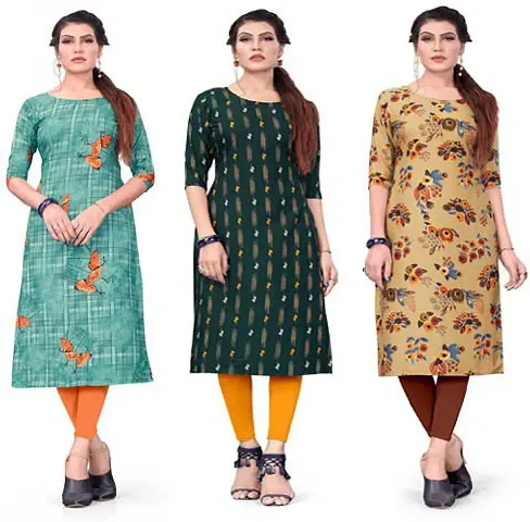 Pack Of 3- Printed Crepe Kurta