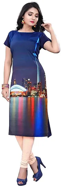 Elegant Multicoloured Crepe Printed Straight Kurta For Women Pack Of 3-thumb3