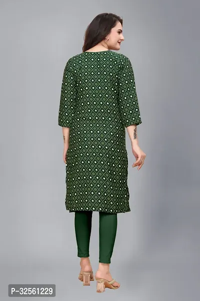 Stylish Green Crepe Printed Stitched Kurta For Women-thumb2