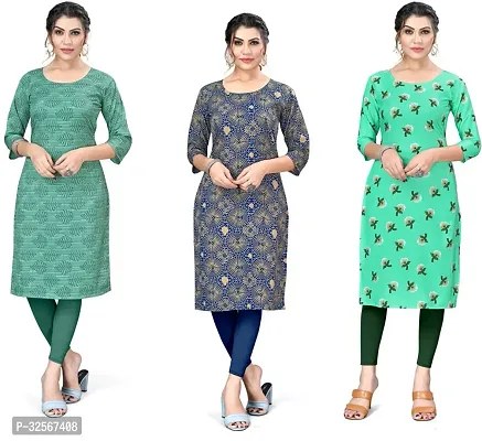 Reliable Crepe Printed Kurta For Women- Pack Of 3