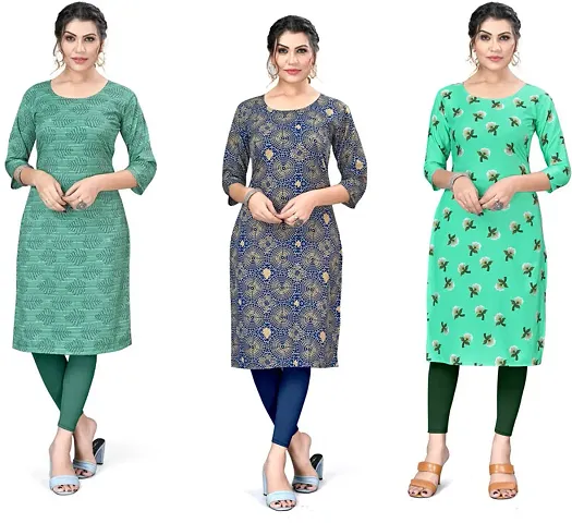 Pack Of 3- Printed Crepe Kurta