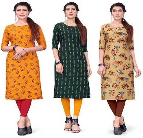 Stylish A-Line Crepe Kurta Pack Of 3