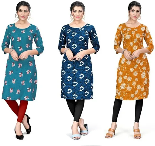 Pack Of 3- Printed Crepe Kurta