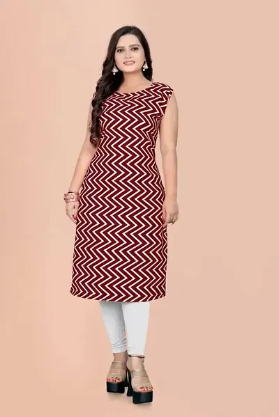 Stylish Crepe Printed Straight Kurtis