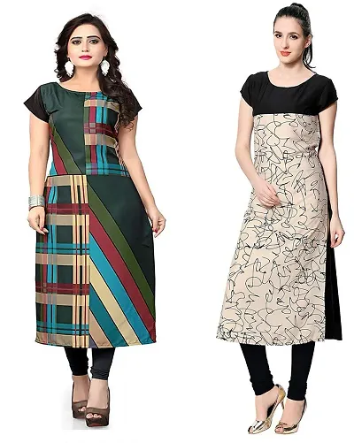 Combo Of 2 Crepe Printed Kurtis