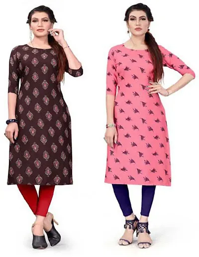 HIRLAX Kurti for Women - Fancy Straight Long Crepe with Classy Design Ethnic Wear Kurtis, Perfect for Regular, Work, Travelling, Outing for Ladies