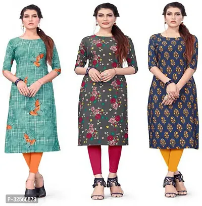 Reliable Crepe Printed Kurta For Women- Pack Of 3