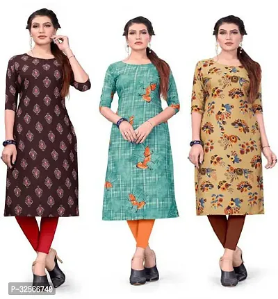 Reliable Crepe Printed Kurta For Women- Pack Of 3