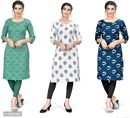 Reliable Crepe Printed Kurta For Women- Pack Of 3