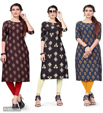 Reliable Crepe Printed Kurta For Women- Pack Of 3