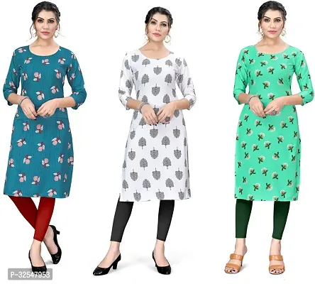 Beautiful Crepe Printed Kurta For Women Pack of 3-thumb0