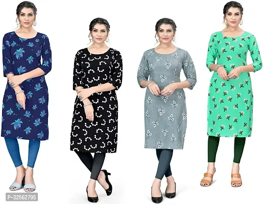 Stylish Crepe Stitched Kurta For Women Combo Of 4-thumb0