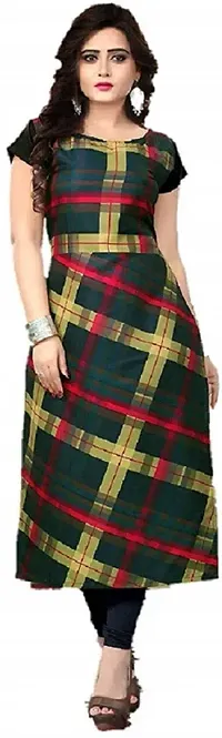 Stylish Crepe Checked Straight Stitched Kurta For Women