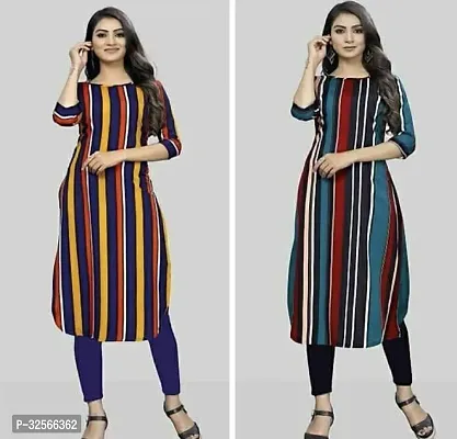 Reliable Crepe Striped Kurta For Women- Pack Of 2-thumb0