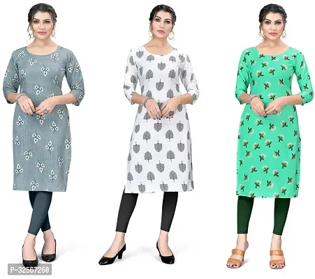 Reliable Crepe Printed Kurta For Women- Pack Of 3-thumb0