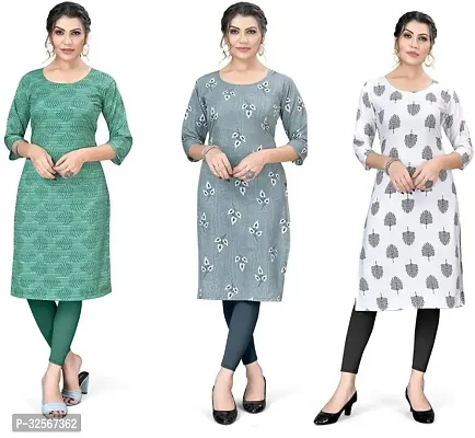 Reliable Crepe Printed Kurta For Women- Pack Of 3-thumb0