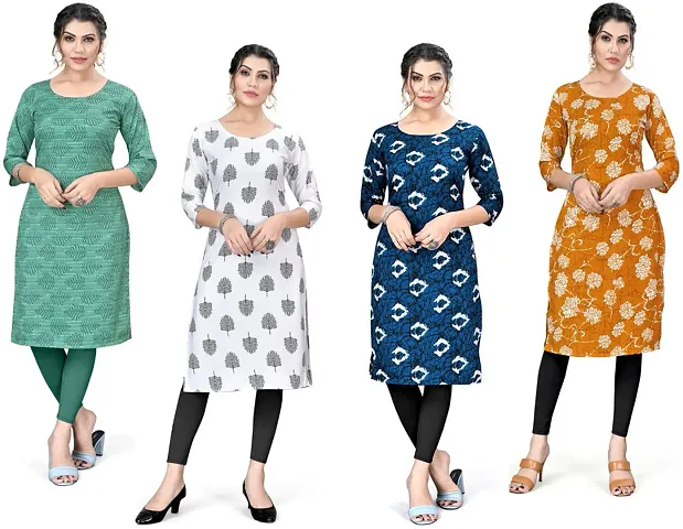 Stylish A-Line Crepe Kurta Pack Of 4