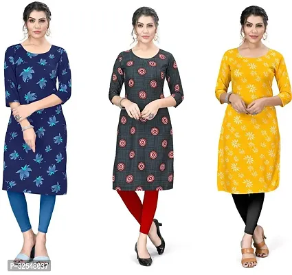 Beautiful Crepe Printed Kurta For Women Pack of 3-thumb0