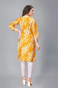 Stylish Yellow Crepe Printed Stitched Kurta For Women-thumb1