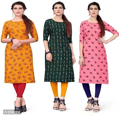 Reliable Crepe Printed Kurta For Women- Pack Of 3