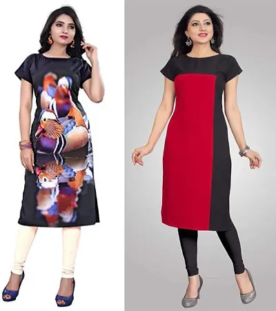 Stylish Crepe Kurta For Women Pack Of 2