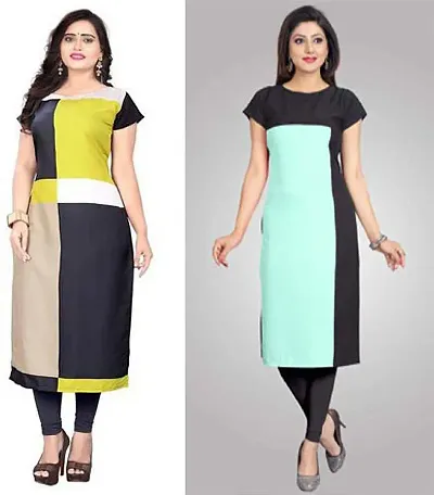 Stylish Crepe Kurta For Women Pack Of 2