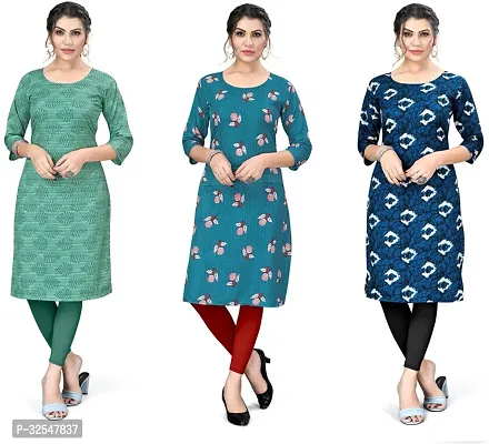 Beautiful Crepe Printed Kurta For Women Pack of 3-thumb0