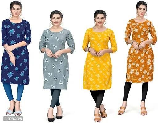 Stylish Crepe Stitched Kurta For Women Combo Of 4