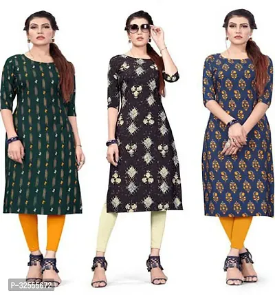 Fancy Crepe Kurtas For Women Combo Of 3-thumb0