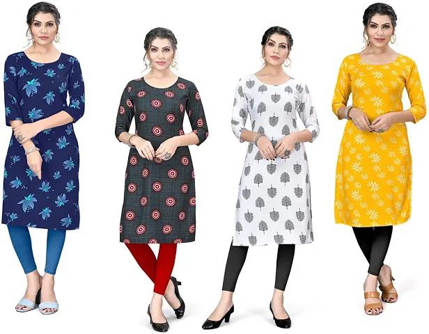 Pack Of 4-  A-Line Printed Crepe Kurta