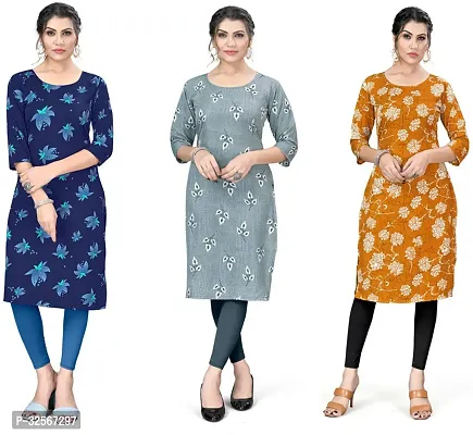 Reliable Crepe Printed Kurta For Women- Pack Of 3