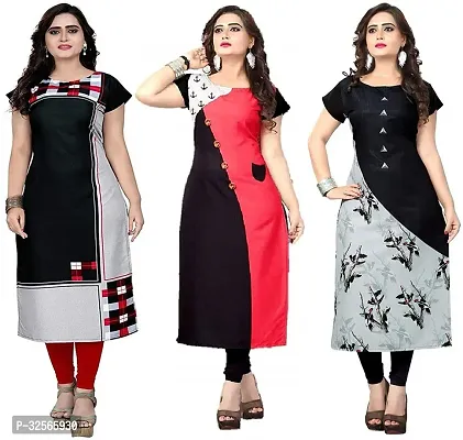 Reliable Crepe Printed Kurta For Women- Pack Of 3-thumb0