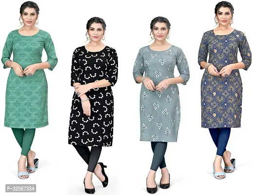 Reliable Crepe Printed Kurta For Women- Pack Of 4