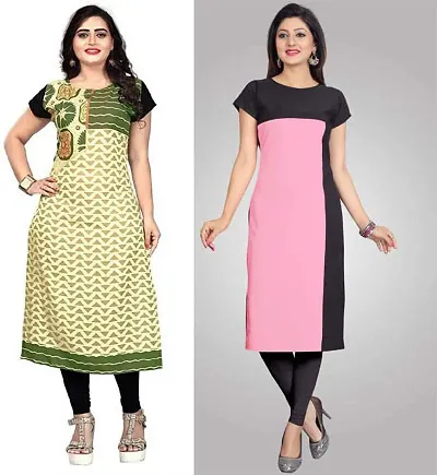 Stylish Crepe Kurta For Women Pack Of 2