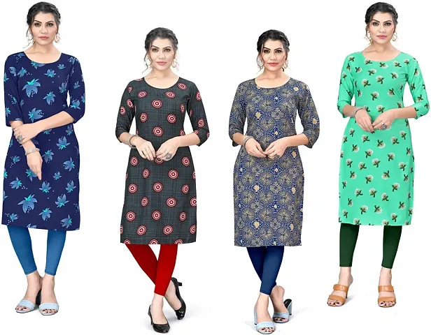 Stylish A-Line Crepe Kurta Pack Of 4