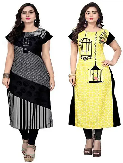 Stylish Women Crepe Casual Kurta Pack of 2