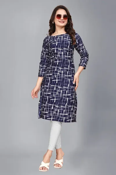 Stylish Crepe Printed Straight Kurti