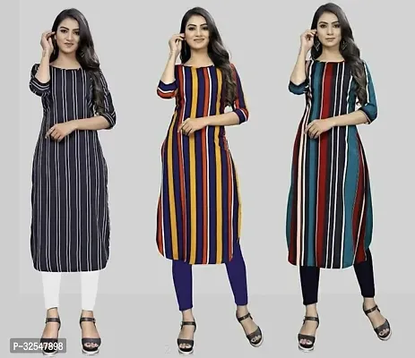 Beautiful Crepe Striped Kurta For Women Pack of 3