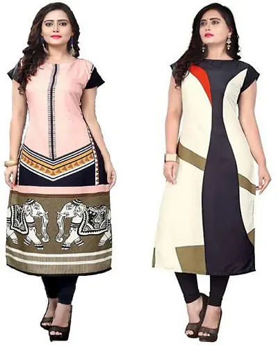 Stylish Crepe Kurta For Women Pack Of 2