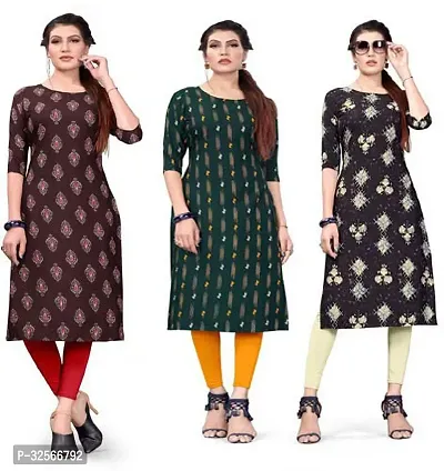 Reliable Crepe Printed Kurta For Women- Pack Of 3