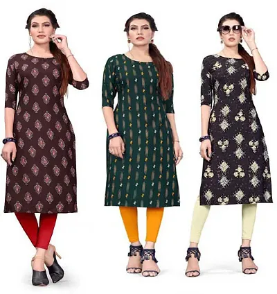 Pack Of 3- Printed Crepe Kurta