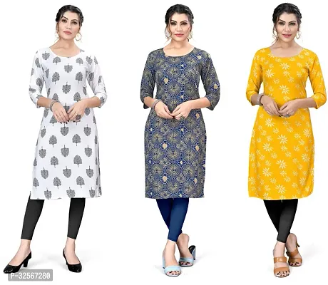 Reliable Crepe Printed Kurta For Women- Pack Of 3-thumb0