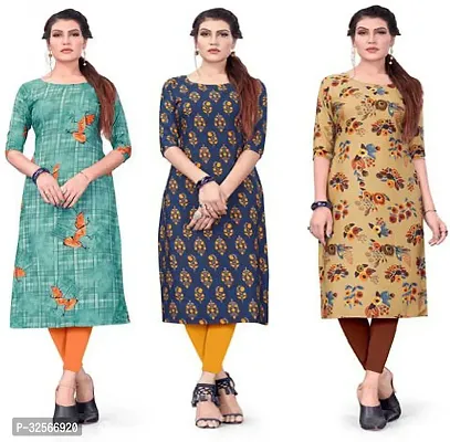 Reliable Crepe Printed Kurta For Women- Pack Of 3-thumb0