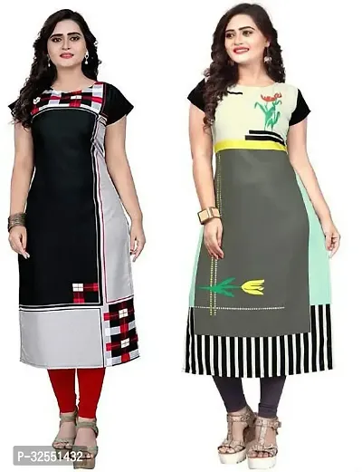 Stylish Crepe Stitched Kurta For Women Combo Of 2-thumb0