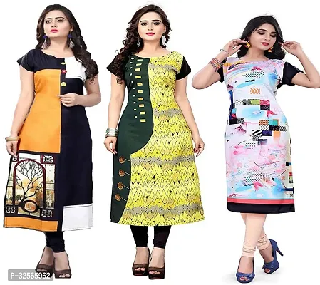 Reliable Crepe Printed Kurta For Women- Pack Of 3