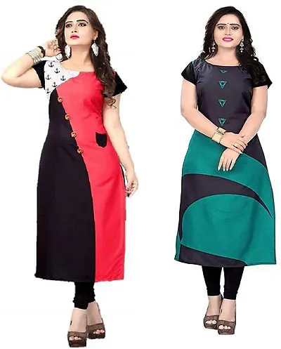 Stylish Crepe Kurta For Women Pack Of 2