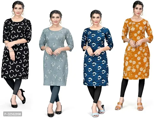 Stylish Crepe Stitched Kurta For Women Combo Of 4