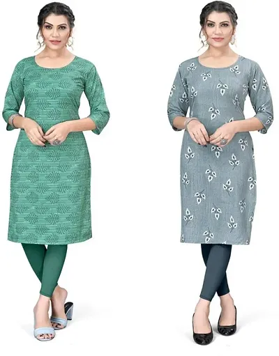 Fancy Crepe Printed Kurti-Combo of 2