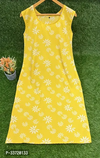 Stylish Yellow American Crepe Printed Kurta For Women